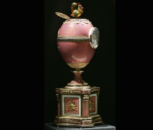 The gold-and-pink enamel egg was made by the Russian royal family as an engagement gift for French aristocrat Baron Edouard de Rothschild The gold-and-pink enamel egg was made by the Russian royal family as an engagement gift for French aristocrat Baron Edouard de Rothschild.
