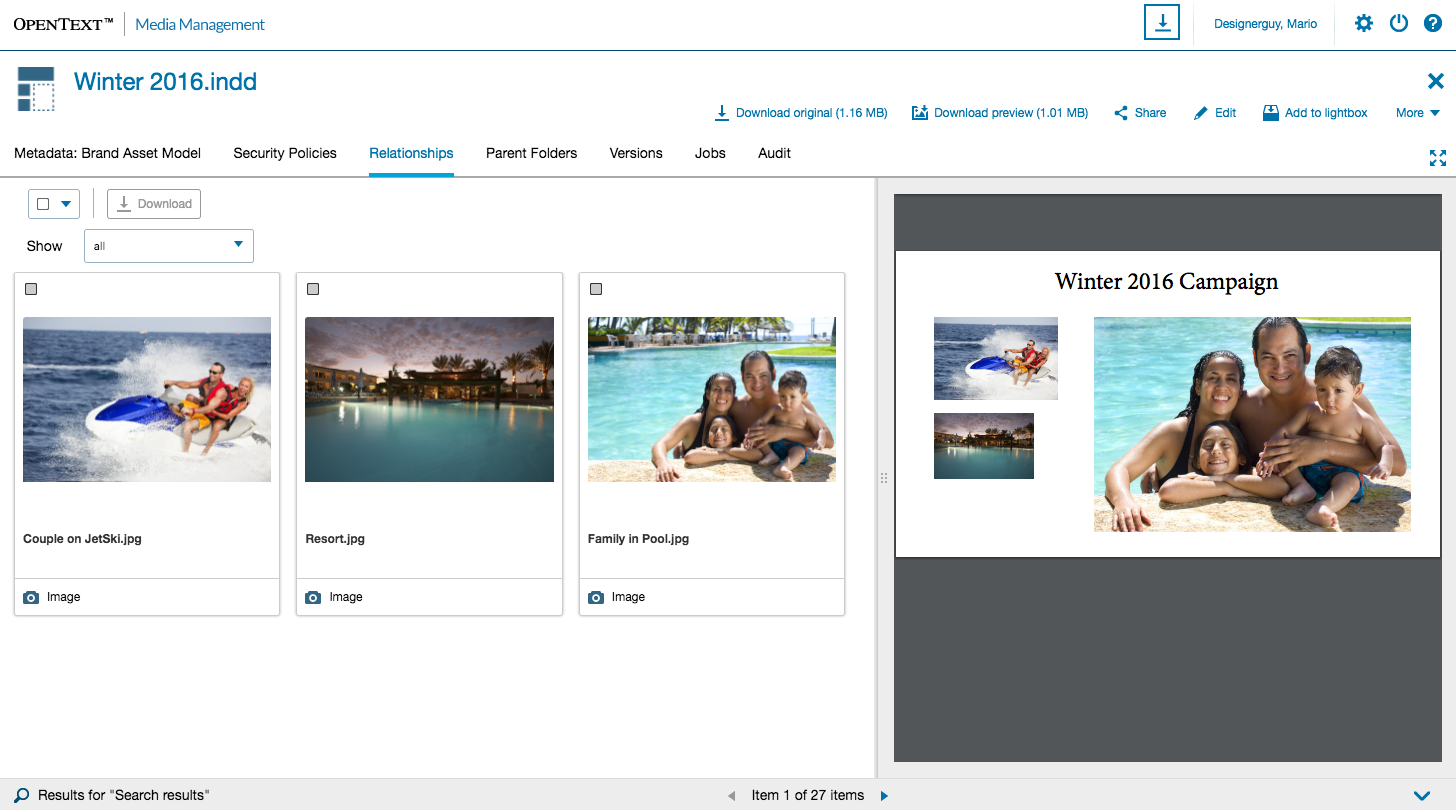 OpenText Media Management Adobe CC Integration linked asset OpenText Media Management Adobe CC Integration linked asset