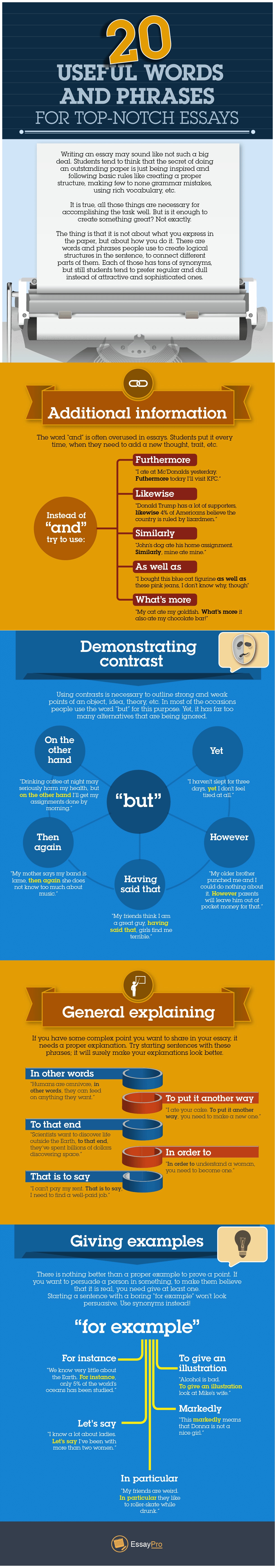 Infographic - 20 Useful Words And Phrases For Top-Rated Essays Infographic - 20 Useful Words And Phrases For Top-Rated Essays